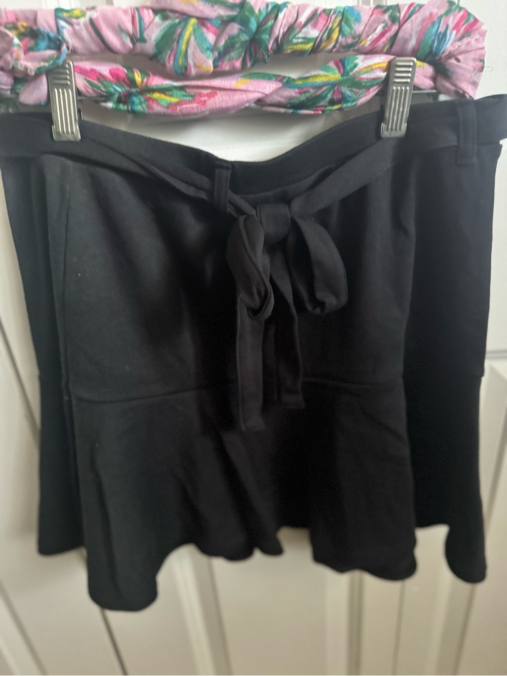 SO Black Tie-Waist Flared Skirt